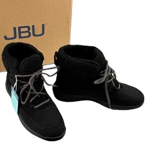 JBU Jambu Freeze Black FauxShearling LaceUp Booties Lightweight Traction 10M NIB